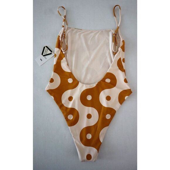 RVCA Women's Sz S/8 Barely Pink/Brown Medium Coverage 1-Piece Bathing Suit - Picture 7 of 7